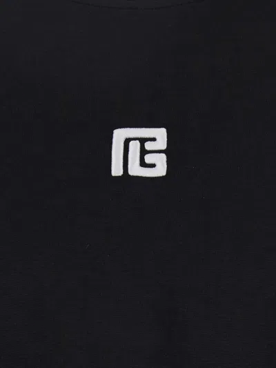 Balmain Black Crewneck T-shirt With Logo Print On The Front In Cotton Man In Black