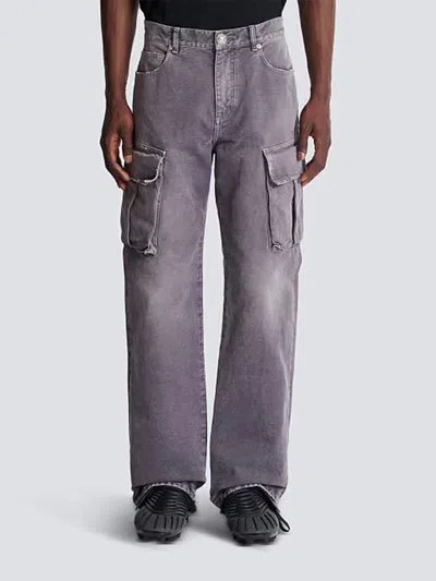 Balmain Cargo Straight Trousers Belt Loops In Purple