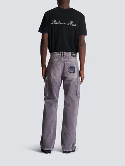 Balmain Cargo Straight Trousers Belt Loops In Purple