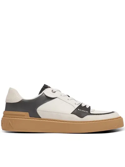 Balmain B-court Flip Leather Trainers In Gray