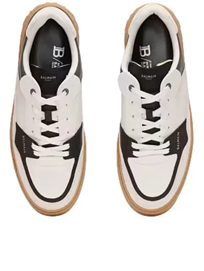 Balmain B-court Flip Leather Trainers In Gray