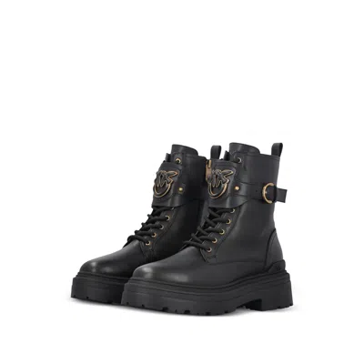 Pinko Mia 07 Leather Ankle Boots In Black