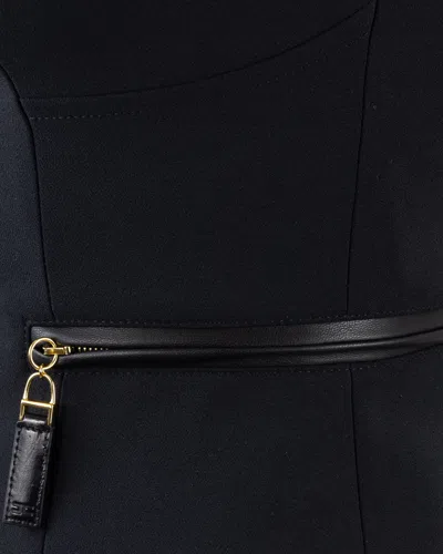 Elisabetta Franchi Double Crepe Top With Black Zip Details In Black