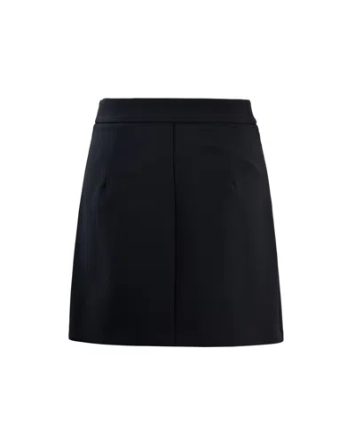 Elisabetta Franchi Black Double Crepe Skirt With Zip In Black