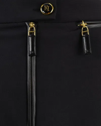 Elisabetta Franchi Black Double Crepe Skirt With Zip In Black