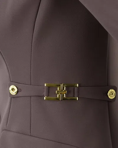 Elisabetta Franchi Burgundy Tailored Blazer With Gold Buttons And Peak Lapels In Red