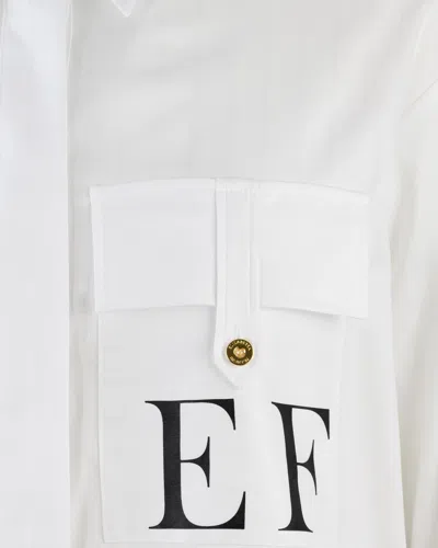 Elisabetta Franchi White Striped Cotton Poplin Shirt In White