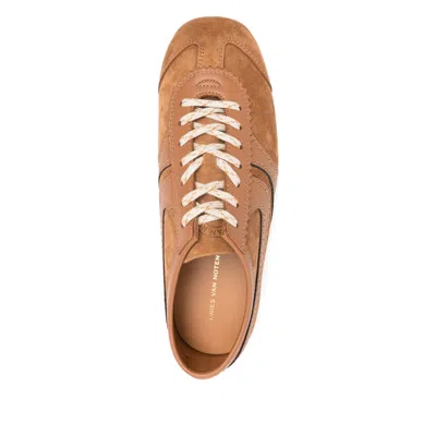Dries Van Noten Stitched Contrast Rubber Sole Suede Panel Sneakers In Brown