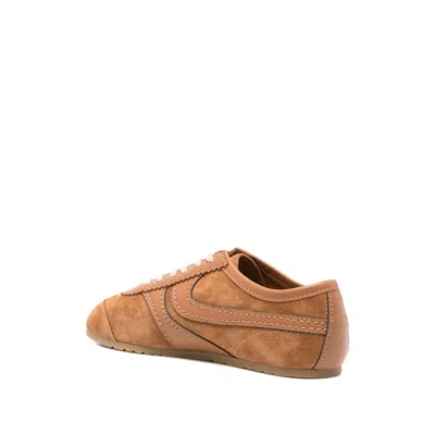 Dries Van Noten Stitched Contrast Rubber Sole Suede Panel Sneakers In Brown