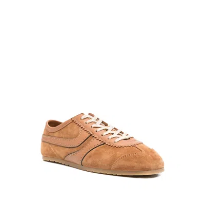Dries Van Noten Stitched Contrast Rubber Sole Suede Panel Sneakers In Brown