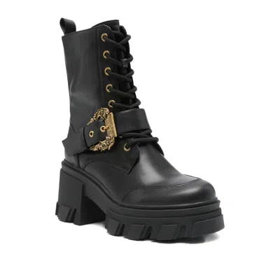 Versace Jeans Couture Buckle-embellished Boots In Black