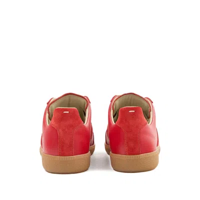 Maison Margiela Replica Leather And Suede Sneakers In Red