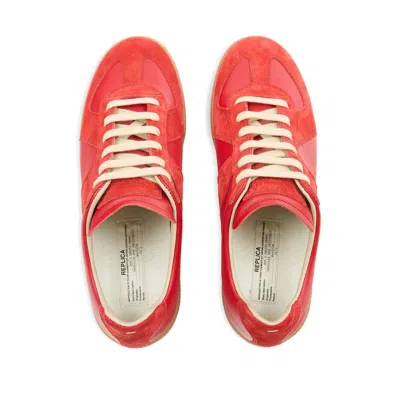 Maison Margiela Replica Leather And Suede Sneakers In Red