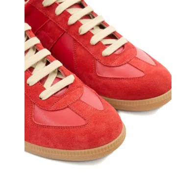 Maison Margiela Replica Leather And Suede Sneakers In Red