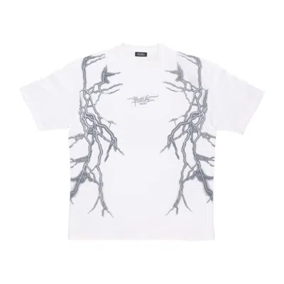 Phobia Men's Lateral Lightning Print Tee White/grey T-shirt In Gray