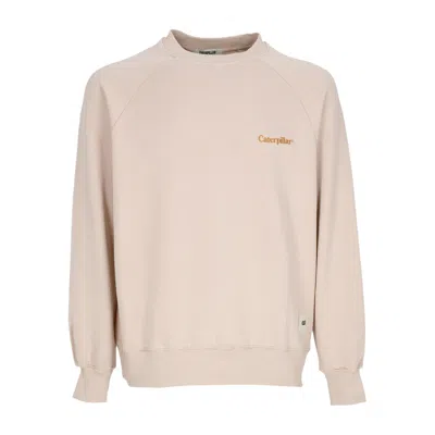Caterpillar Men's Lightweight Crewneck Sweatshirt Raglan Crewneck Ivory Cream In Brown