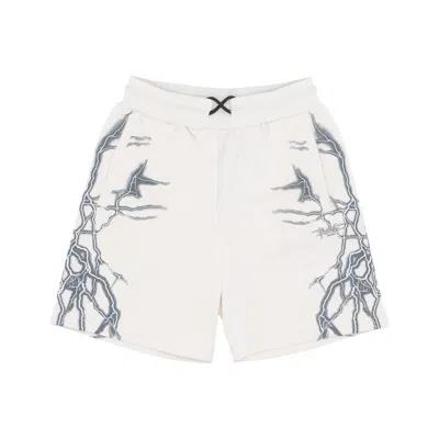 Phobia Lightweight Tracksuit Pants Men Lateral Lightning Print Shorts White/grey In White
