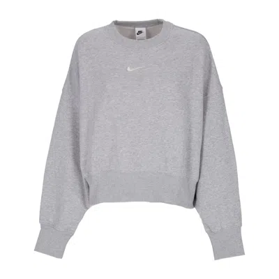 Nike Women's Cropped Crewneck Sweatshirt W Sportswear Phoenix Fleece Over-oversized Crewneck Dk Gray Heat