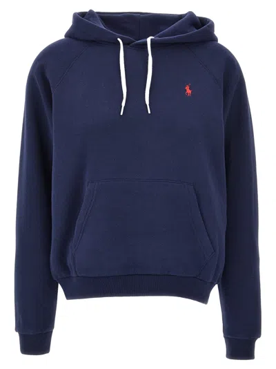 Polo Ralph Lauren Logo Embroidery Hoodie Sweatshirt Blue In Blue
