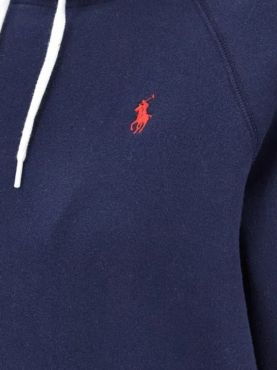Polo Ralph Lauren Logo Embroidery Hoodie Sweatshirt Blue In Blue