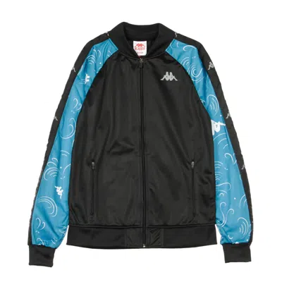 Kappa Men's Banda Bomber Slim Graphic Jacket Black/blue Japan/silver In Black