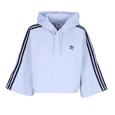 Adidas Originals Women's Lightweight Hooded Short Sleeve Sweatshirt Originals Cropped Hoodie Blue Dawn