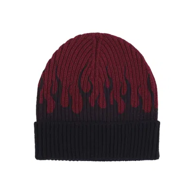 Vision Of Super Men's Flames Beanie Hat Grape Wine/black