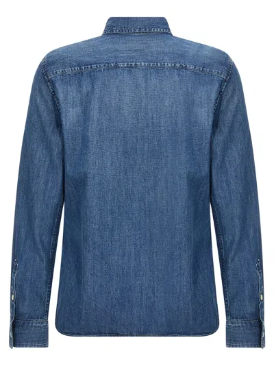 Polo Ralph Lauren Long Sleeve Button Front Shirt In Blue