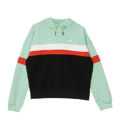 Fila Ella Women's Cropped Lightweight Hooded Sweatshirt Mist Green/black/bright White/true Red In Green