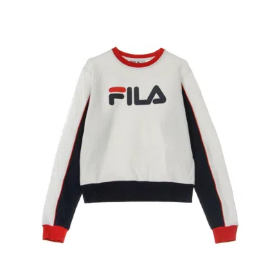 Fila Nuria Women's Crewneck Sweatshirt Color Block Boyfriend White/peacoat In White