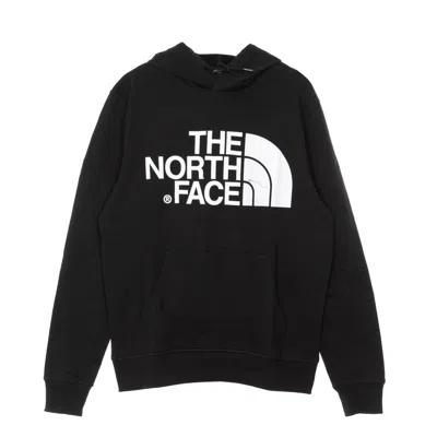 The North Face Logo Hoodie Kangaroo Pocket Ribbed Cuffs In Black