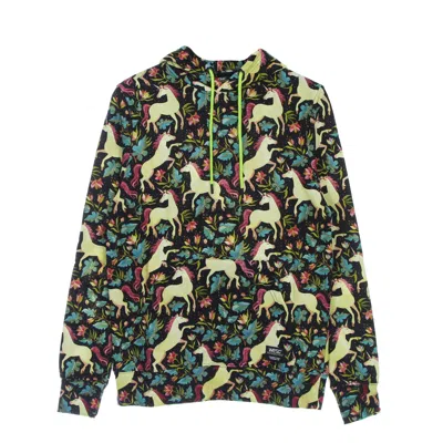 Wesc Mike Unicorn Aop Hoodie Black Men's Lightweight Hooded Sweatshirt In Multi