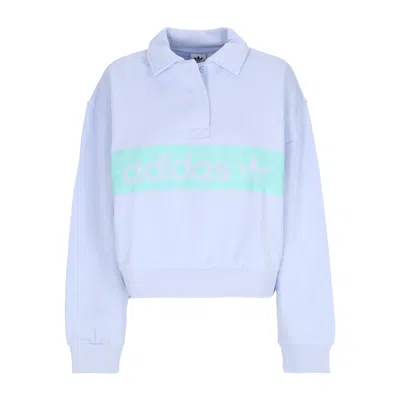 Adidas Originals Women's Lightweight Crewneck Sweatshirt Collar Crewneck Blue Dawn