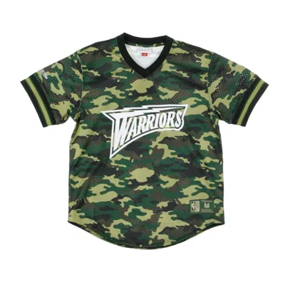 Mitchell & Ness Men's Nba Camo Mesh V-neck Tee Golwar Woodland Camo Jacket In Green