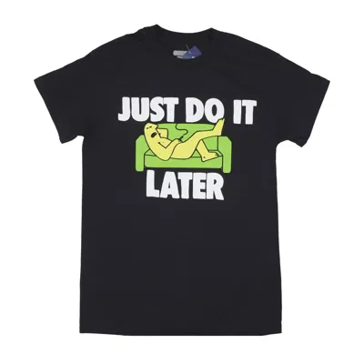 Market Secret Club Men's T-shirt Just Do It Later Tee Black In Black