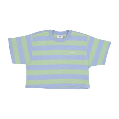 Obey W Adams Women's T-shirt Stripe Cropped Tee Hydrangea Multi
