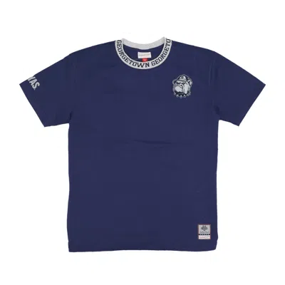 Mitchell & Ness Men's T-shirt Ncaa Jacquard Ringer Vintage Logo Tee Geohoy Navy In Blue