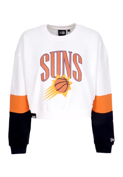 New Era Women's Lightweight Crewneck Sweatshirt W Nba Color Block Crewneck Phosun White/orange Popsicle
