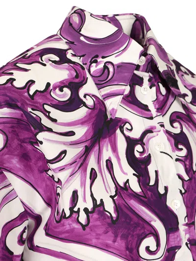 Dolce & Gabbana Maiolica Print Poplin Shirt Shirts Violet In Multi