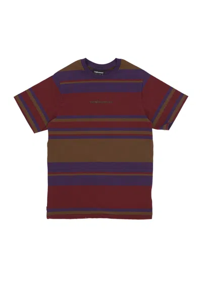 The Hundreds Men's Stone Stripe Tee Burgundy T-shirt In Multi