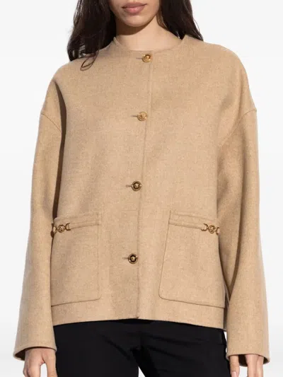 Versace Medusa Buttoned Jacket In Nude