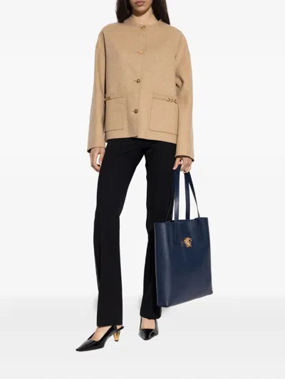 Versace Medusa Buttoned Jacket In Nude