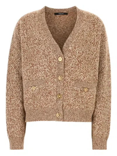 Versace Dual-tone Wool Blend Cardigan