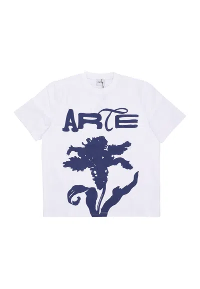 Arte Men's T-shirt Big Flower Tee White In White