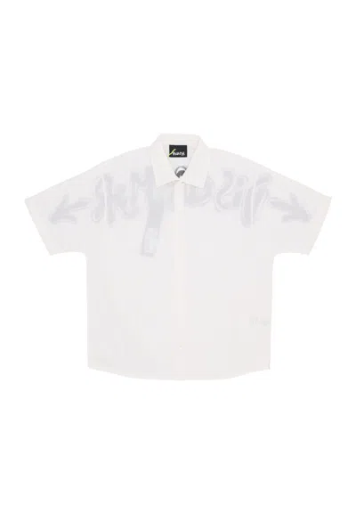 Disclaimer Shirt Sleeve Short Sleeve Back Big Logo Shirt White In White
