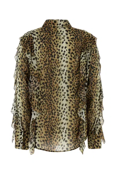 Blumarine Women Silk Chiffon Leopard Shirt In Animal Print
