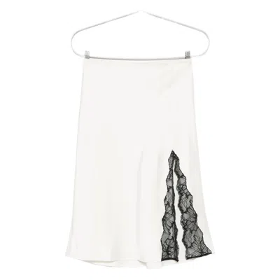 Calvin Klein Lace-insert Slit Skirt In White