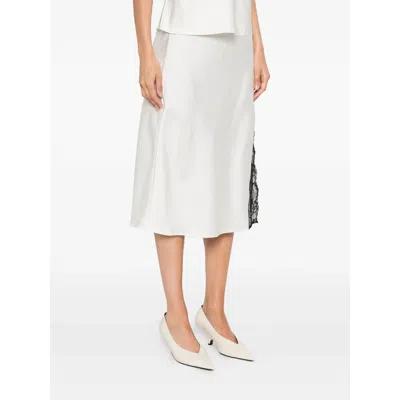 Calvin Klein Lace-insert Slit Skirt In White