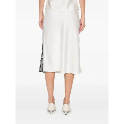 Calvin Klein Lace-insert Slit Skirt In White