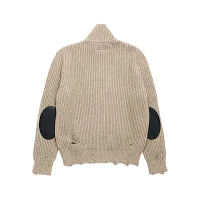 Mm6 Maison Margiela Distressed Wool Cardigan Sweaters And Cardigans Beige In Neutral
